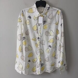J.Crew Women's Size M Factory Classic Button Down Shirt Pear Print NWT $64.50!!!